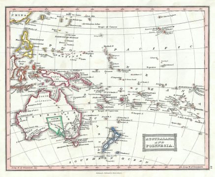 1845 Ewing Map of Australia and Polynesia