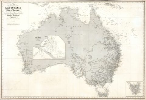 1863 Robiquet Nautical Chart / Map of Australia