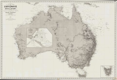1863 Robiquet Nautical Chart / Map of Australia