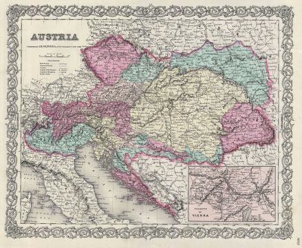 1856 Colton Map of Austria, Hungary and the Czech Republic