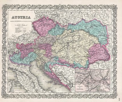1857 Colton Map of Austria, Hungary and the Czech Republic