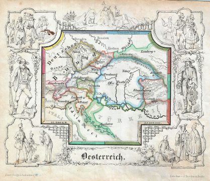 1846 Lowenberg Whimsical Map of Austria