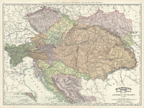 1891 Rand Mcnally Map of Austria and Hungary