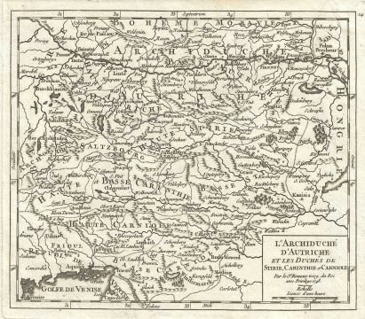 1748 Vaugondy Map of Inner Austria (Austria, Slovenia, Hungary)