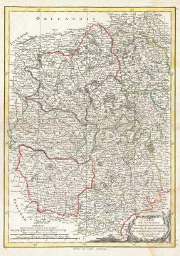 1771 Bonne Map of the Auvergne, Limosin, Bourbonnais, and Berri, France