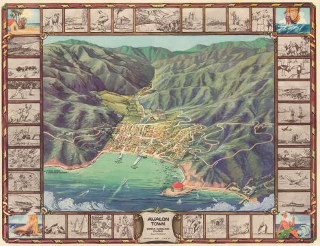 1948 Lister Pictorial Bird's-Eye View Map of Avalon, Santa Catalina Island, California
