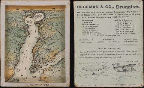 1909 Hegeman Map Game of New York City and Hudson Valley, Early Aviation