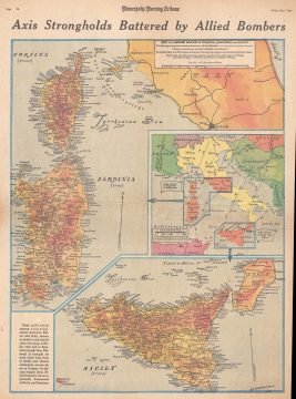 1943 Wisner and Minneapolis Morning Tribune Map of Italy and Sicily