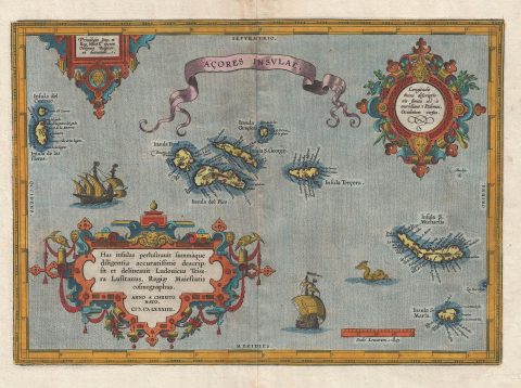 1603 Ortelius Map of the Azores
