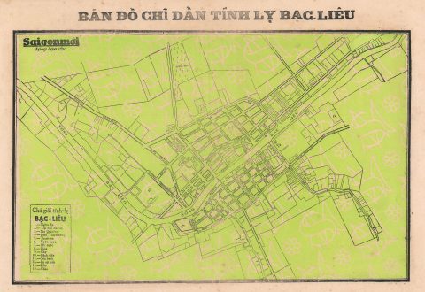 1960 Saigon Moi City Plan or Map of Bac Lieu, Vietnam