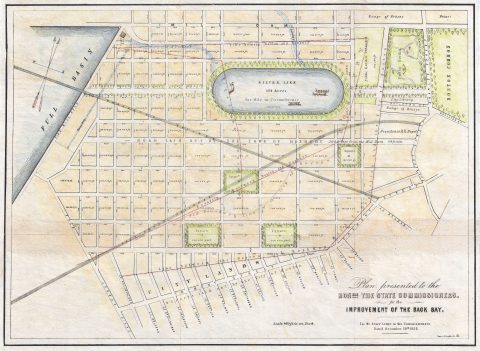 1852 Sears Planning Map for the Back Bay Landfill, Boston