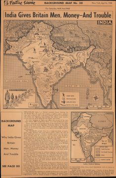 1940 Detje News Map of India for the Associated Press Feature Service