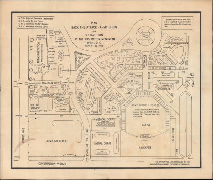 1943 Corps of Engineers Map of Army Show, National Mall, Washington, D.C.