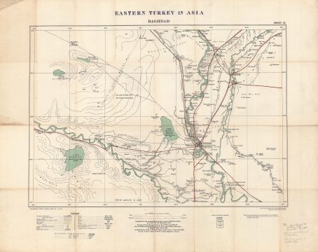 1915 Ordnance Survey / War Office Map of Baghdad Region, World War I