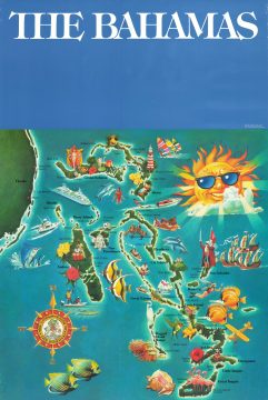 1990 Government of the Bahamas Pictorial Map of the Bahamas