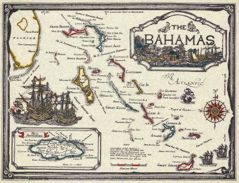 1967 Island Workshop Pictorial Map of the Bahamas