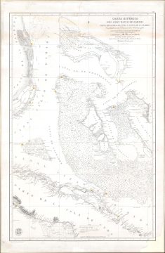 1858 Direccion de Hidrografia Nautical Chart / Map of the Bahamas / Florida