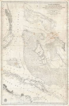 1858 Direccion de Hidrografia Nautical Chart or Map of the Bahamas and Florida