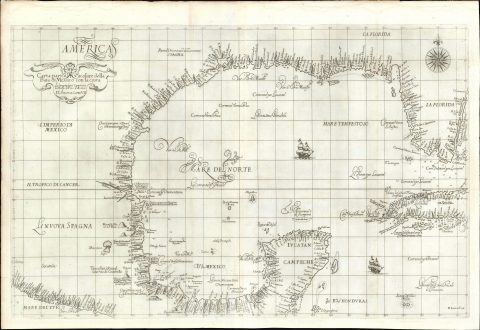 1647 Dudley Map of the Gulf of Mexico and Florida - 1st chart of those waters