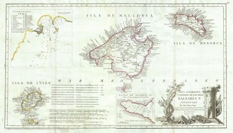 1793 Tomás López Map of the Balearic Islands: Ibiza, Majorca, Minorca