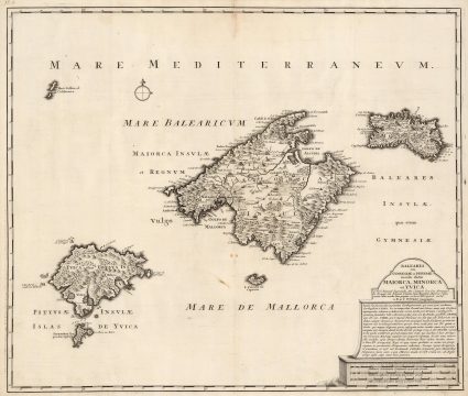 1720 Ottens Map of Mallorca, Menorca and Ibiza