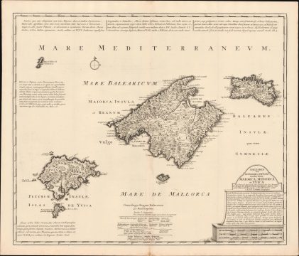 1725 Ottens Map of the Balearic Islands: Mallorca, Menorca, and Ibiza