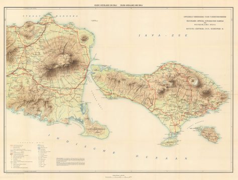 1932 Travellers Official Information Bureau Map of Bali, Indonesia