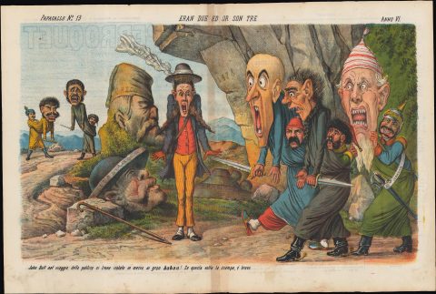 1878 Il Papagallo Satirical Depiction of Russo-Turkish War of 1877–1878