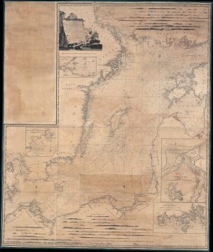 1791 John Moore Map of Nautical Chart of the Baltic Sea