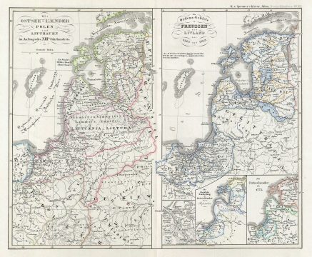 1854 Spruner Map of Poland, Lithuania, Prussia, and Livonia