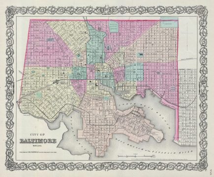 1856 Colton Plan or Map of Baltimore, Maryland