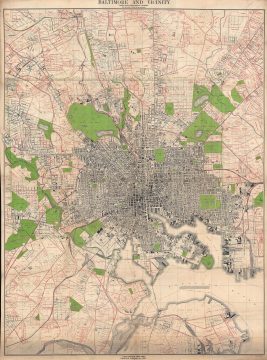 1916 Maryland Geological Survey Wall City Plan or Map of Baltimore, Maryland, and Vicinity