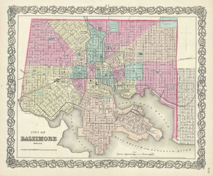 1856 Colton Map of Baltimore, Maryland