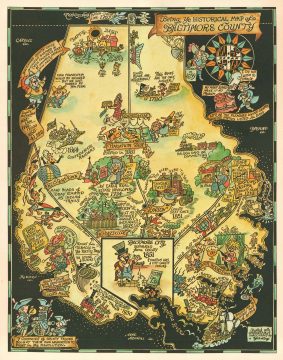 1935 Yardley Pictorial Map of Baltimore County, Maryland