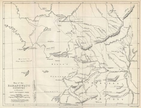 1879 Johnston Map of the Bamangwato Country, Southern Africa