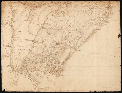 1751 Portuguese Manuscript Map of Uruguay: Banda Oriental, Rio Grande de São Pedro