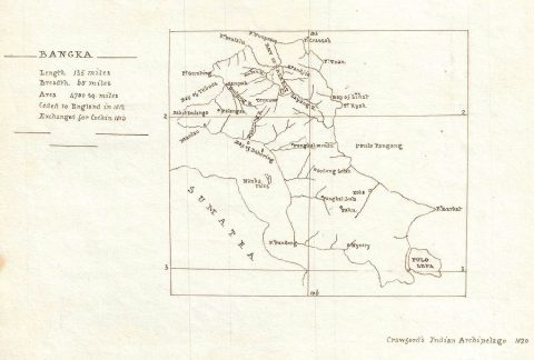 1835 Manuscript Map of Bangka Island, Indonesia.