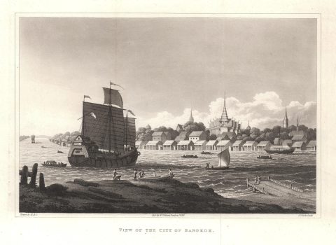 1828 H.A.C. / Crawfurd View of Bangkok, Thailand