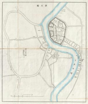 1875 Meiji 8 Japanese Map of Bangkok, Thailand (Siam)