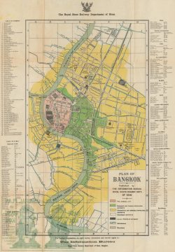 1928 Royal State Railway Department of Siam City Plan of Bangkok, Thailand