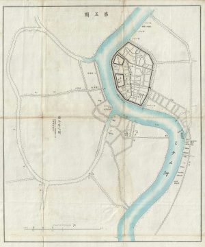 1875 Meiji 8 Japanese Map of Bangkok, Thailand (Siam)