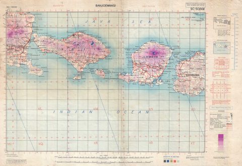 1945 British Army Map of Bali, Lombok, and Environs, Indonesia