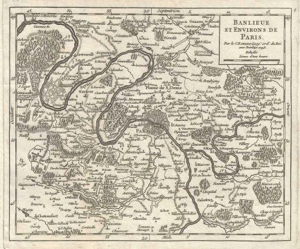 1748 Vaugondy Map of Paris and Vicinity, France