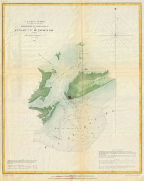 1853 U.S. Coast Survey Map or Chart of Bartaria Bay, Louisiana