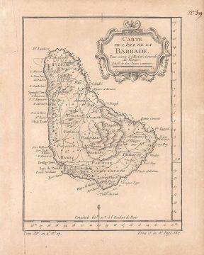1758 Bellin Map of Barbados