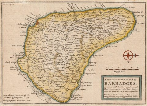 1708 Herman Moll Map of Barbados