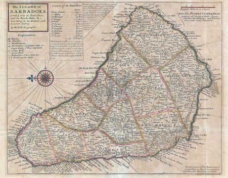1736 Herman Moll Map of Barbados