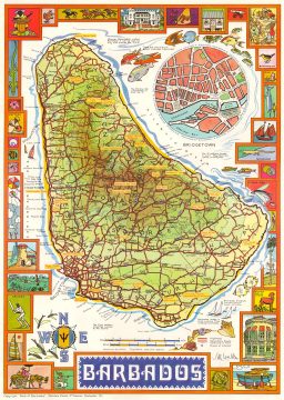 1980 Jill Walker Pictorial Tourist Map of Barbados