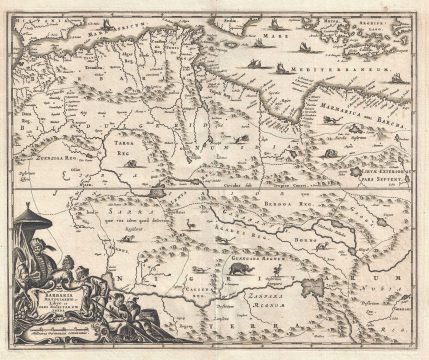1686 Dapper Map of North Africa : Morocco, Algeria, Tunisia, Libya
