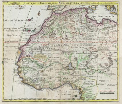 1707 De L'Isle Map of West Africa: Guniea, Benin, Morocco, Triopoli